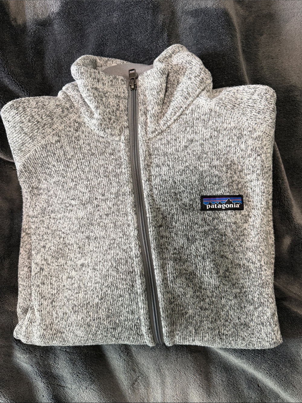 Patagonia Heather Gray Full-Zip Knit Sweater